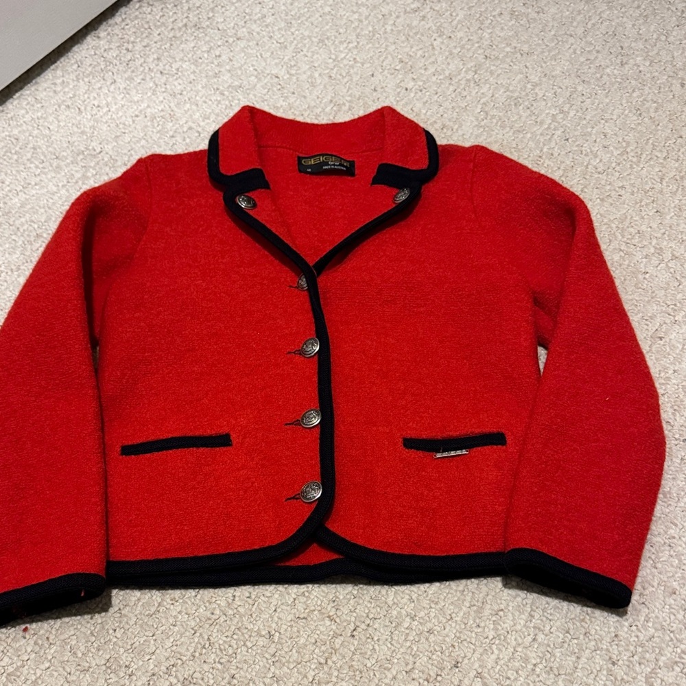 Geiger Boiled Wool Tyrol Jacket Red and Black size 40 (US size 6/8)